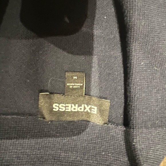 Navy Striped Express Knit Button Up Polo - Picture 3 of 4